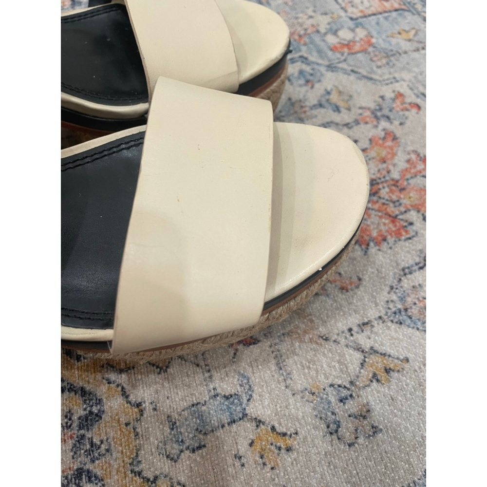 Tory Burch Solana Beige Espadrille Block Heel Platform Sandals 7.5 Preppy Twee - Picture 7 of 9